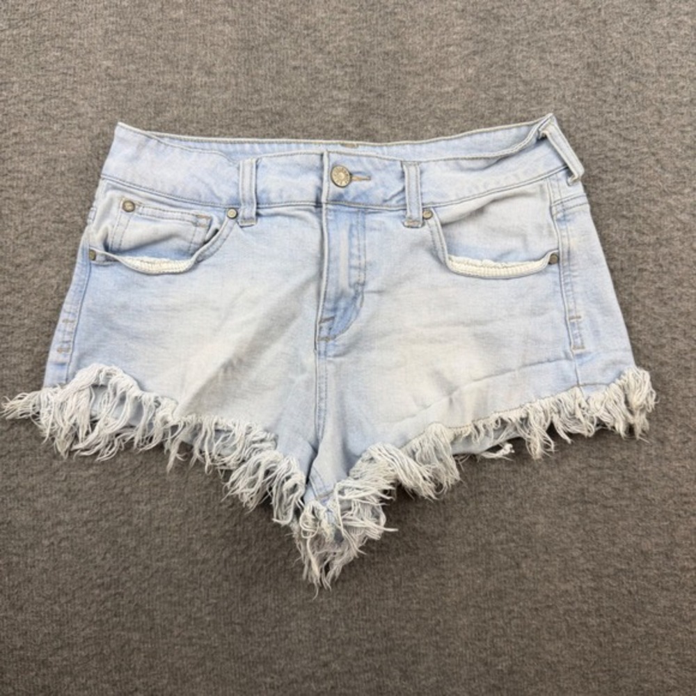 Celebrity Pink Denim Shorts Women's 7/28 Light Blue Frayed Fringe Hem CJ30801A93